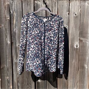 Loft sheer floral button down shirt size small